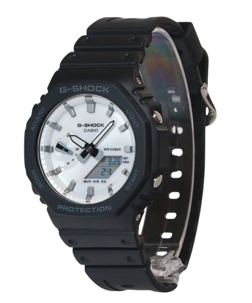 Casio G-Shock Analog-Digital-Armband aus biobasiertem Harz mit weißem Zifferblatt und Quarz GA-2100WD-1A 200M Herrenuhr