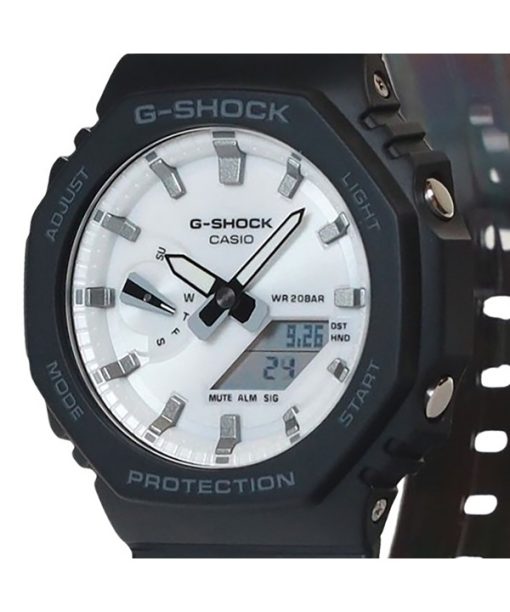 Casio G-Shock Analog-Digital-Armband aus biobasiertem Harz mit weißem Zifferblatt und Quarz GA-2100WD-1A 200M Herrenuhr