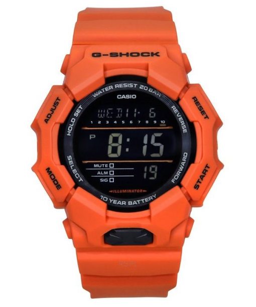 Casio G-Shock Digital Bio-Based Orange Resin Armband Schwarzes Zifferblatt Quarz GD-010-4 200M Herrenuhr