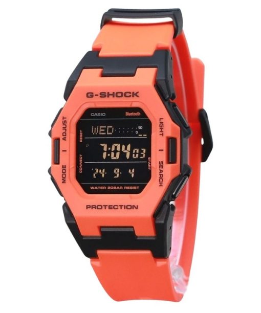 Casio G-Shock Digital Smartphone Link Biobasiertes orangefarbenes Harzarmband Quarz GD-B500FL-4 200M Herrenuhr