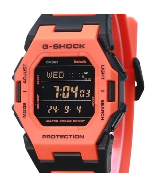 Casio G-Shock Digital Smartphone Link Biobasiertes orangefarbenes Harzarmband Quarz GD-B500FL-4 200M Herrenuhr