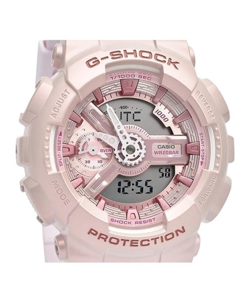 Casio G-Shock Analog-Digital-Quarzuhr aus biobasiertem Harz mit rosa Zifferblatt GMA-S110ST-4A 200M für Damen