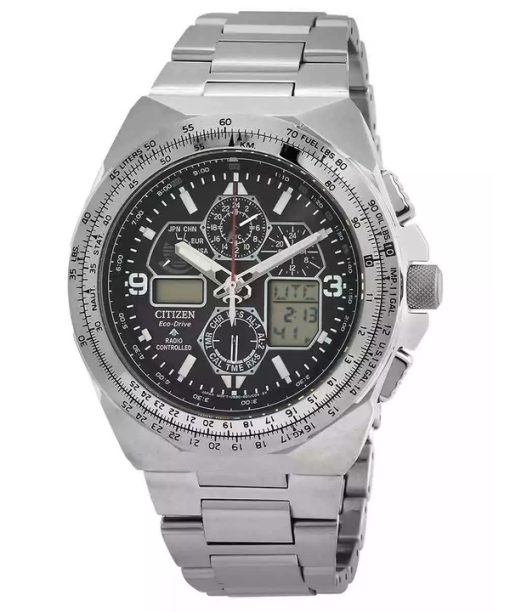 Citizen Promaster Skyhawk AT Chronograph Edelstahl schwarzes Zifferblatt Eco-Drive JY8120-58E 200M Herren-Fliegeruhr