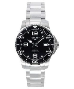 Longines HydroConquest Automatik-Taucheruhr L3.780.4.56.6 300M aus Edelstahl mit schwarzem Zifferblatt