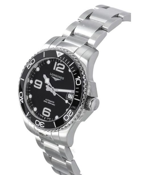 Longines HydroConquest Automatik-Taucheruhr L3.780.4.56.6 300M aus Edelstahl mit schwarzem Zifferblatt