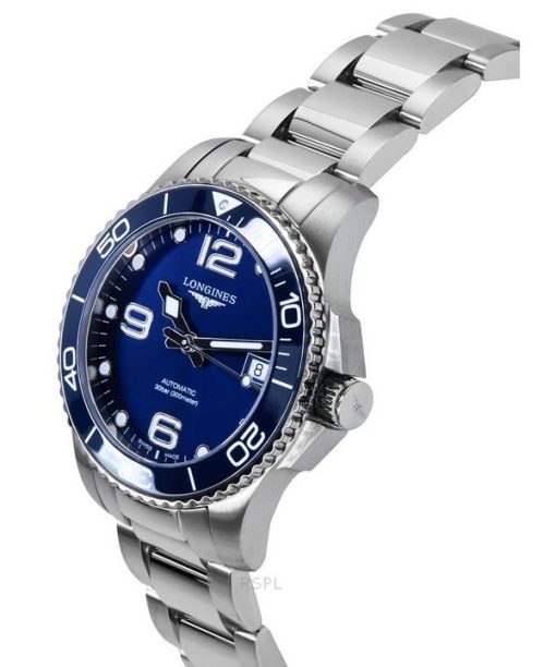 Longines HydroConquest Edelstahl Sunray blaues Zifferblatt automatische Taucheruhr L3.780.4.96.6 300M Herrenuhr