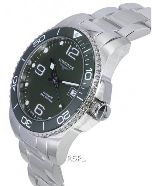 Longines HydroConquest Mattgrün mit Super-LumiNova-Zifferblatt Automatische Taucheruhr L3.781.4.06.6 300M Herrenuhr