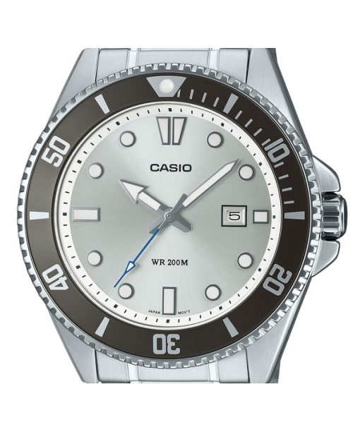 Casio Standard Analog Edelstahl Silber Zifferblatt Quarz MDV-107D-7AV 200M Herrenuhr