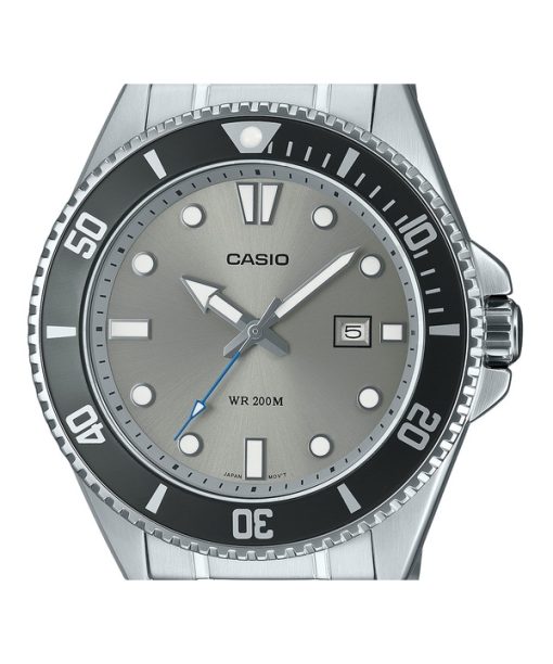 Casio Standard Analog Edelstahl graues Zifferblatt Quarz MDV-107D-8AV 200M Herrenuhr