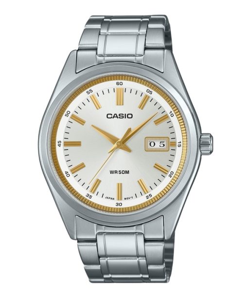 Casio Standard Analog Edelstahl Silber Zifferblatt Quarz MTP-B180D-7AV Herrenuhr