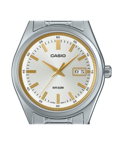 Casio Standard Analog Edelstahl Silber Zifferblatt Quarz MTP-B180D-7AV Herrenuhr