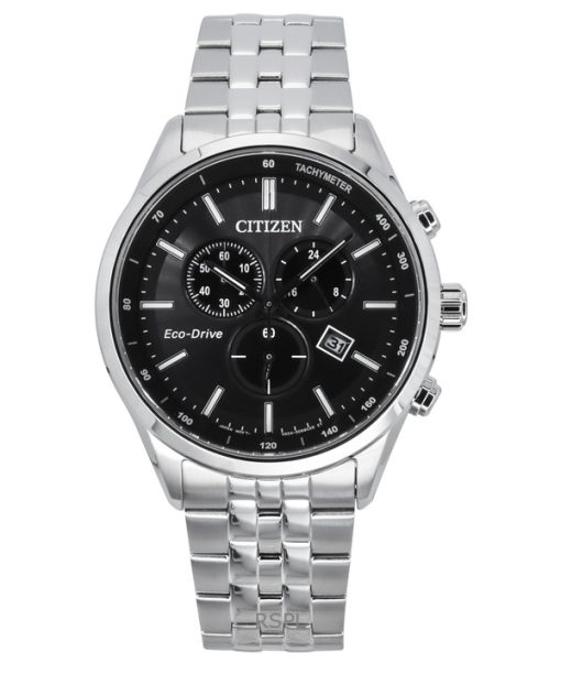 Citizen Eco-Drive Chronograph Edelstahl schwarzes Zifferblatt AT2570-56E 100M Herrenuhr